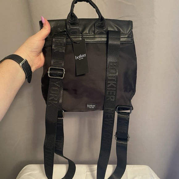 Botkier Nylon Leather Small Blackpack Shoulder Bag Purse Black NWT - Picture 5 of 13